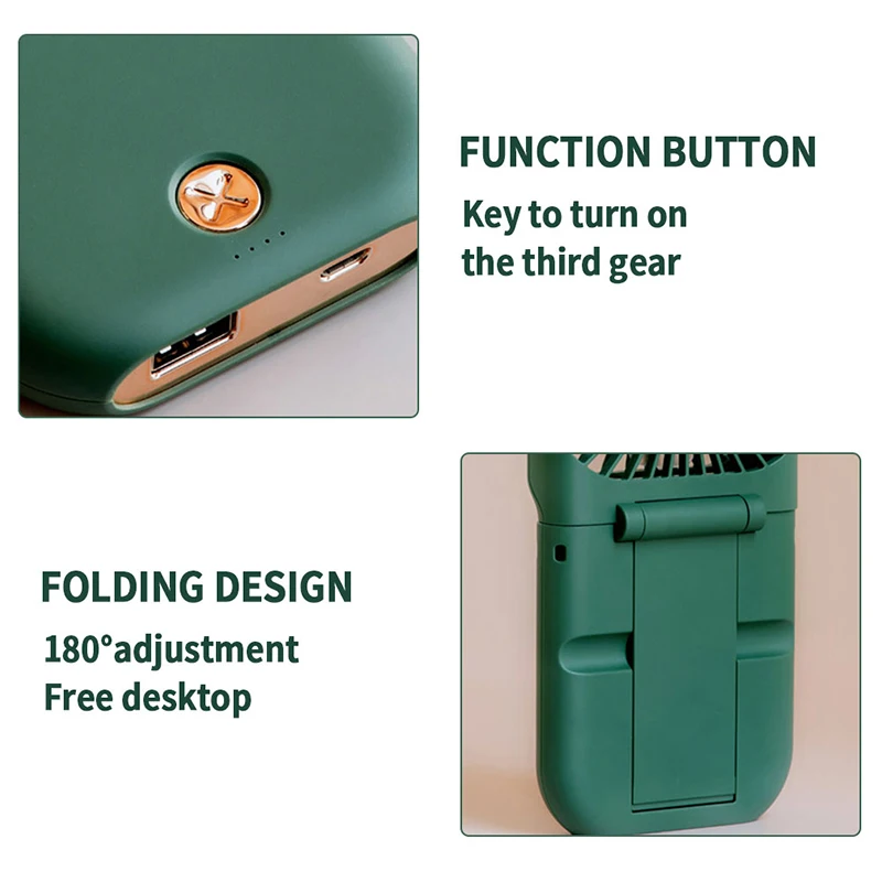 Wholesale 3 Gears Adjustable Mini Fan Portable Rechargeable Hanging Neck Small Fan 3000 mah Power Bank Personal Hand Fans