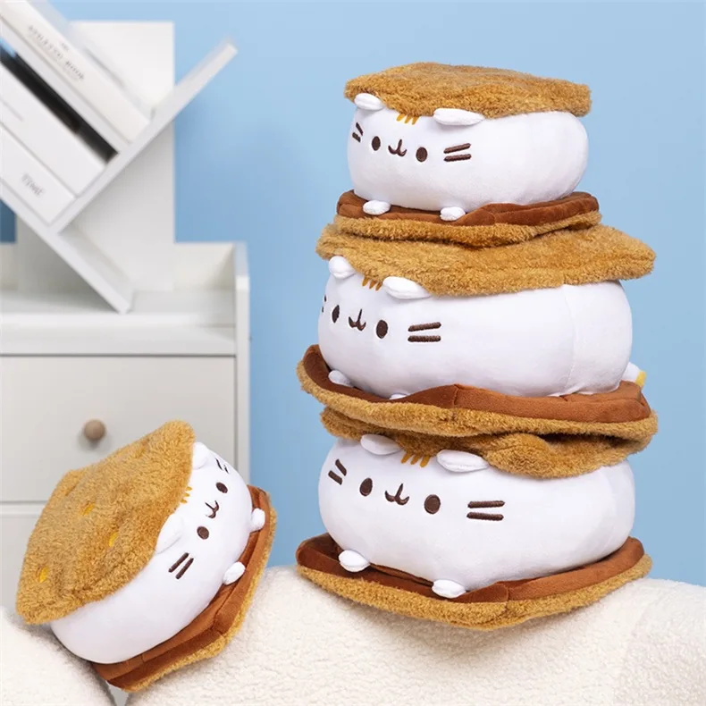 Kawaii Plush Sandwich Cookies Kitten Dolls Soft Cute Biscuit Cat Stuffed Dolls White Cat Plush Toys