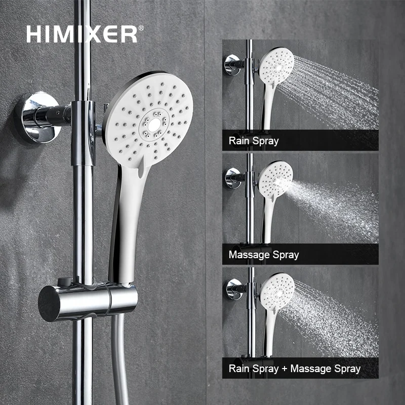 HIMIXER hot sell chrome thermostatic faucet shower mixer faucet double handle  brass bathroom rainfall bath & shower faucet set