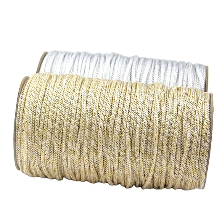 Factory Wholesale Hollow Rope 3mm with Golden Thread DIY Knitting Handmade Bag Cushion Basket Braided PP Rope