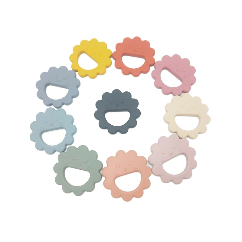 Soft Lion Animal Food Grade Round Hand Toys Ring Silicone Baby Teether