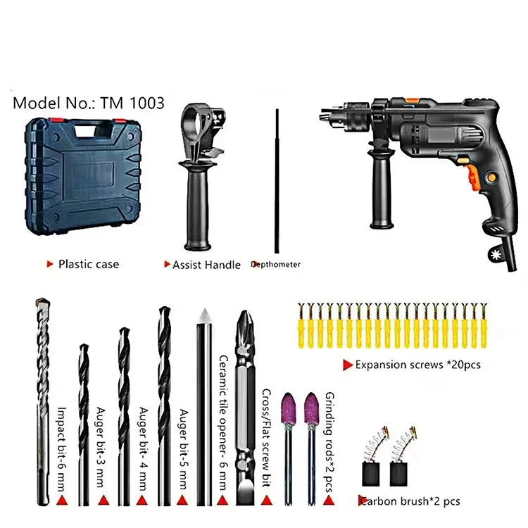 Wholesale Best Price 750w Durable Power Impact Drill Electric Power Drilling Tools Set Drill With Cord