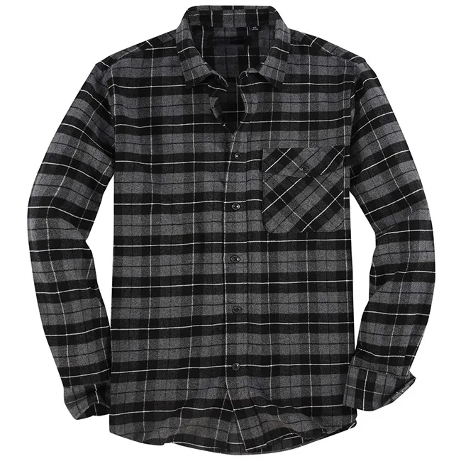 Men casual regular fit plaid shirts 100cotton long sleeve heavy weight thick thermal flannel shirt