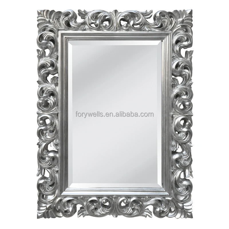 European Baroque Ornate Decoration Wall Polyurethane Wave Carving Golden Framed Mirror