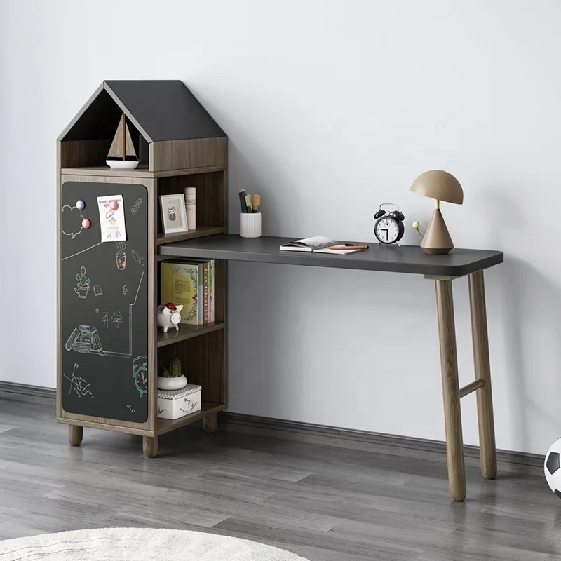 New Model Design Adjustable Children Furniture Castle Kids Study Desk Table with Doodle Small Blackboard
