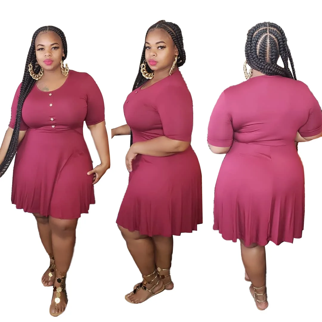 
High Quality plus size women Clothing Oversize Women dress loose solid color pullover dress 