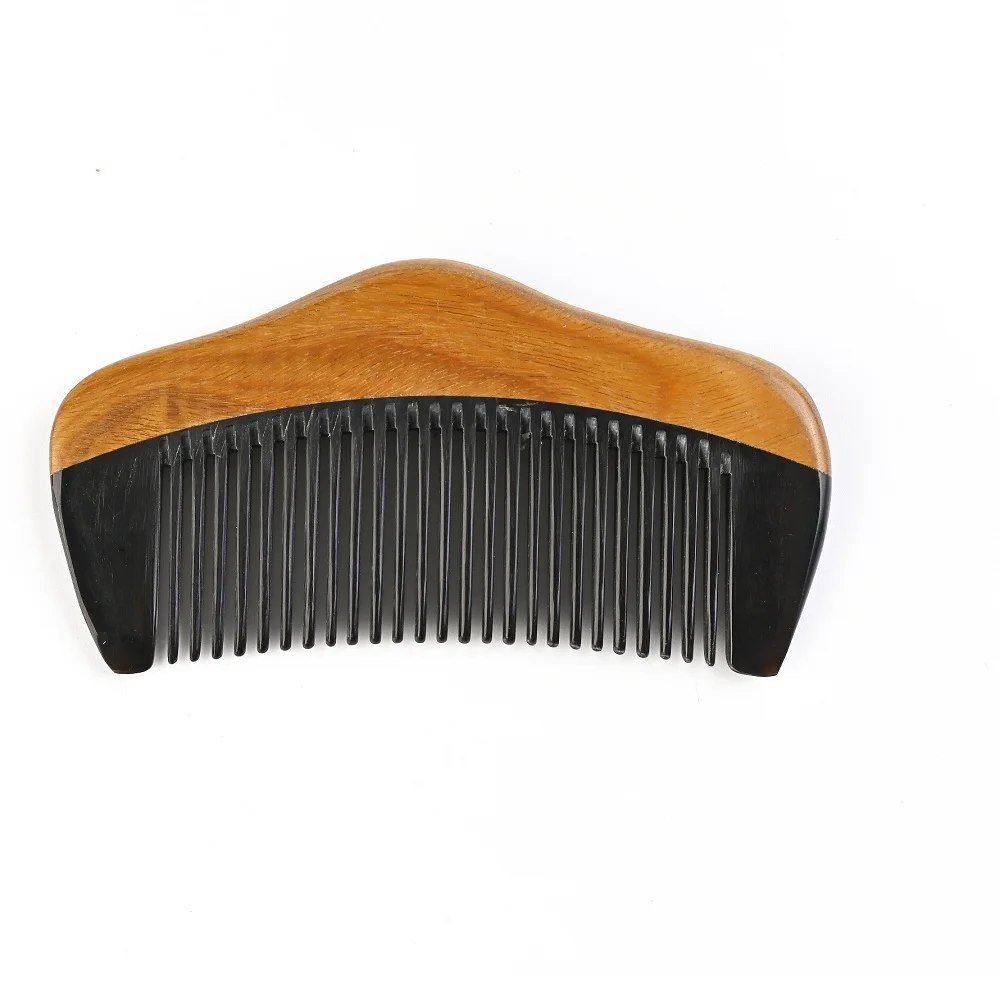 Chinese Comb Factory Custom Logo Mini Natural Wood Vintage Eco friendly Small Anti Static Grooming Hair Beard Wood Cow Horn Comb