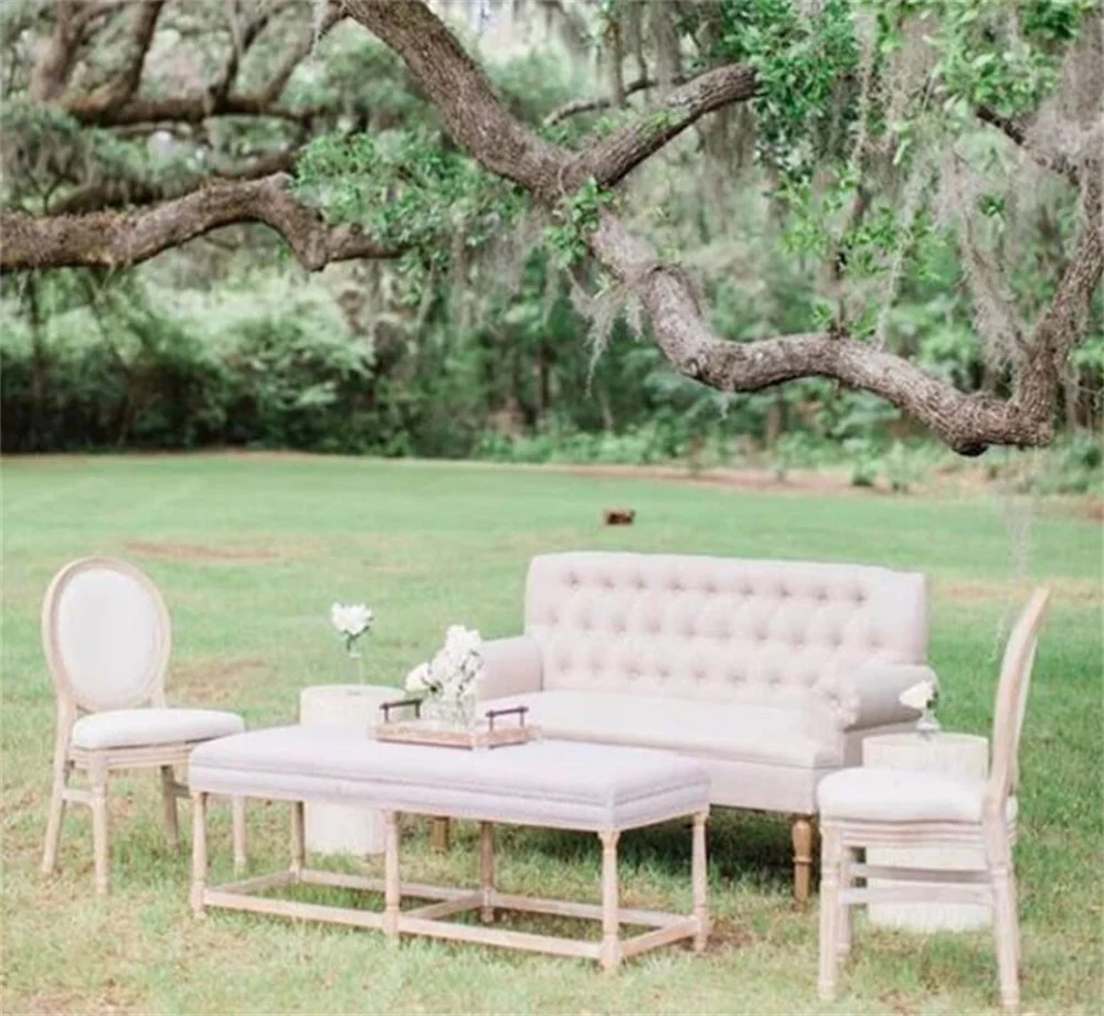 Wedding Sofa 3 Seat White Modern Fabric Home Furniture Wedding Chesterfield Sofa Set for event party