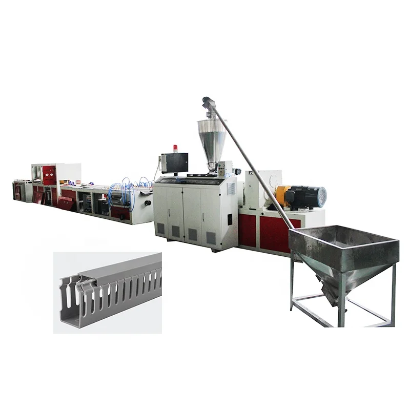 White PVC Open Slot Cable Tray Plastic Trunking Extrusion Production Line