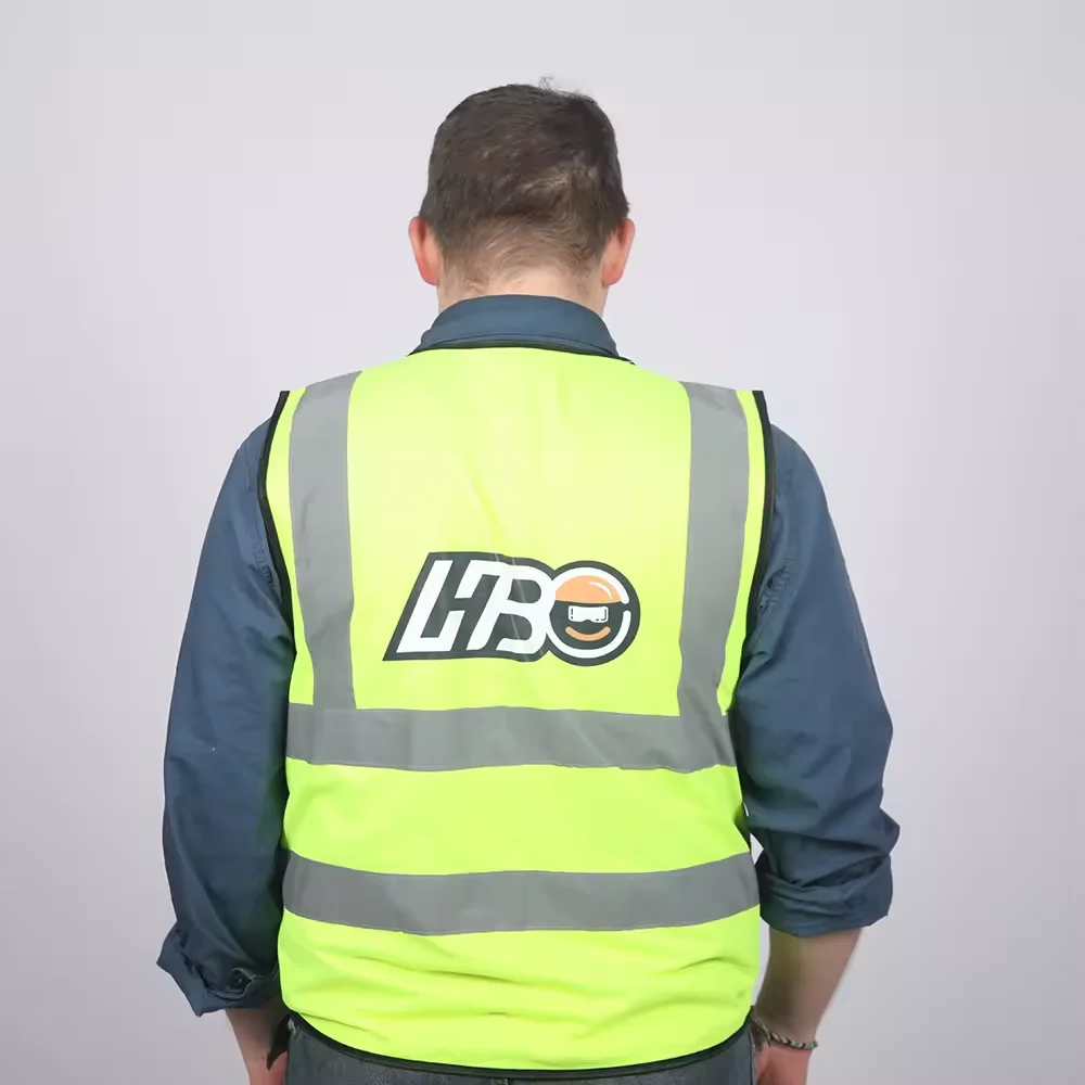 HBC Hot Sale Custom Logo Reflective Strap Construction Work Vest Safety With Adjustable Strap High Visibility