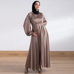 custom high fashionable muslim women satin kaftan maxi dress