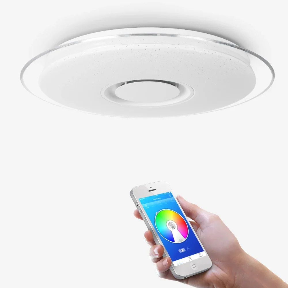 Nordic Style Smart RGB Dimming LED Ceiling Lights White Shade APP Controlled for Middle Sized Kids Room Hotel & Dining Room