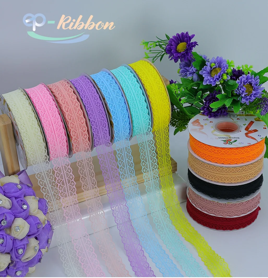 Lace Ribbon Gift Box Fresh Flowers Bouquet Bows Cotton Grosgrain Decorative Ribbons for Holiday Parties Available Roll Pattern
