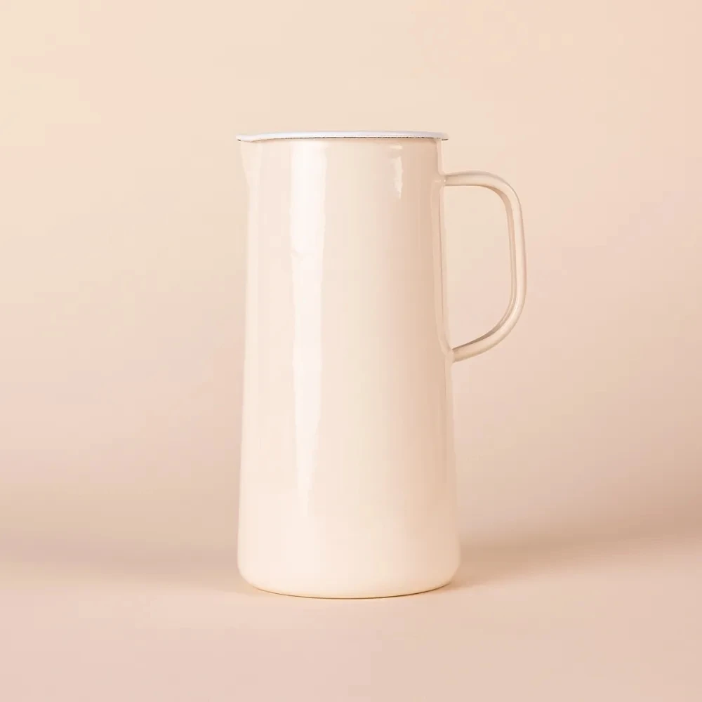 2.2L European food grade OEM tableware kitchen Wholesale handmade Metal flower enamel water milk cocktail jug enamelware pitcher
