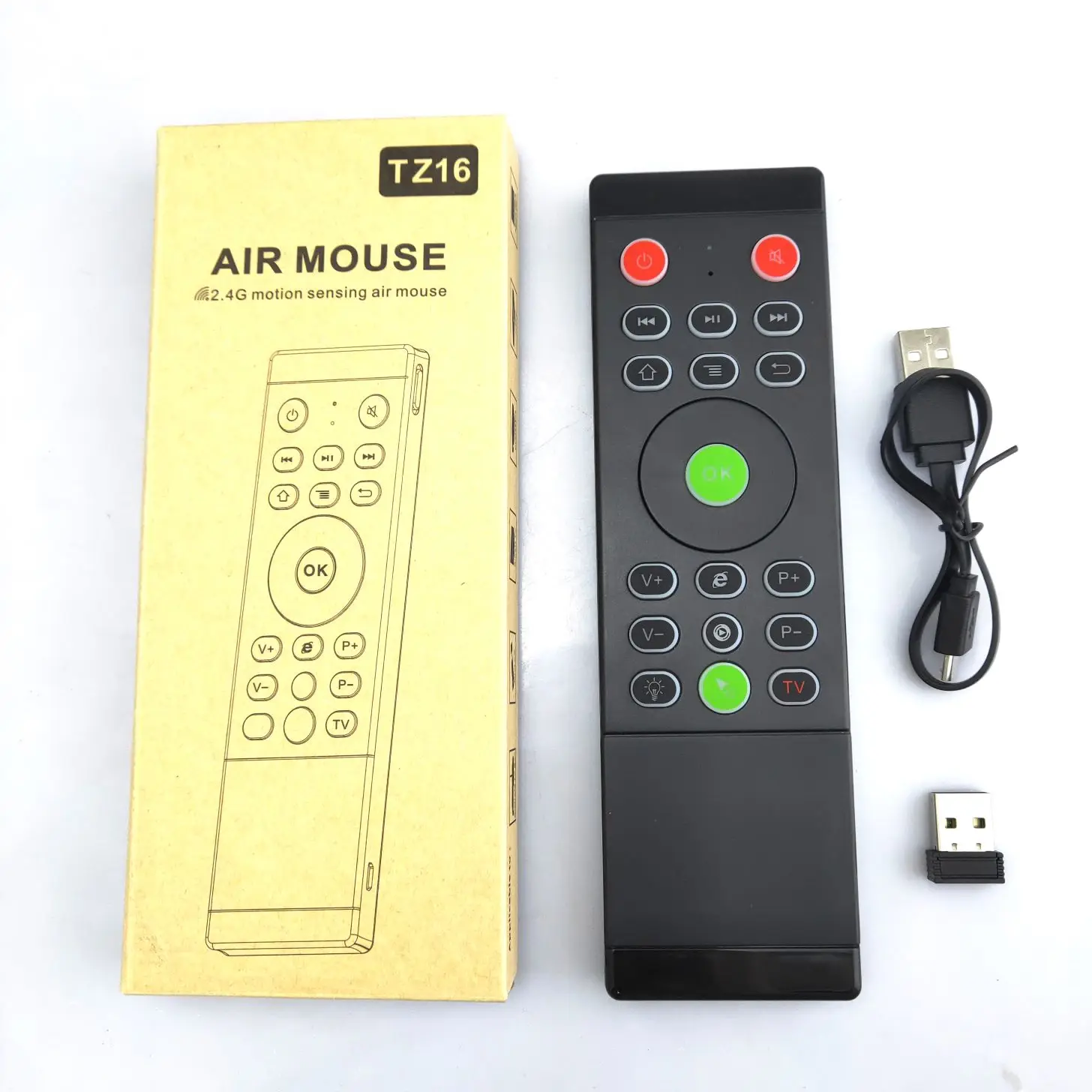 TZ16 2.4G IR Learning Three Color Backlit 3-axis Keyboard Mini Touchpad Air Mouse Remote Control  for smart tv android box