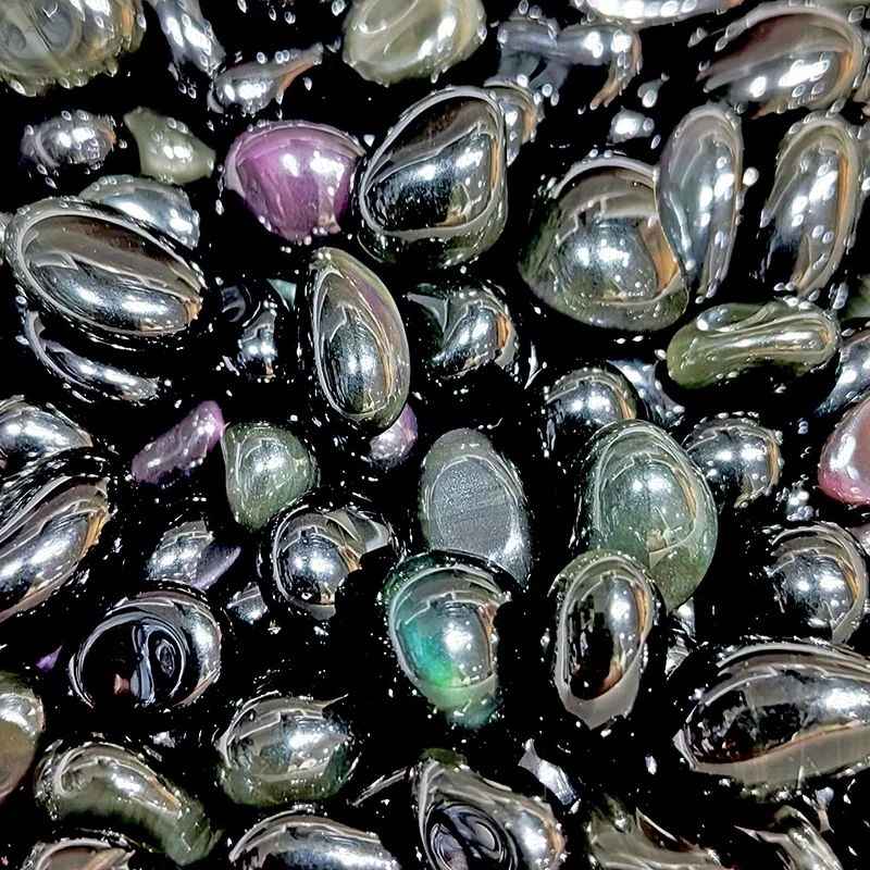 Wholesale Pocket Stone Polished Rainbow Obsidian Tumbled Stone Crystal Healing Crystal Tumble Palm Stone