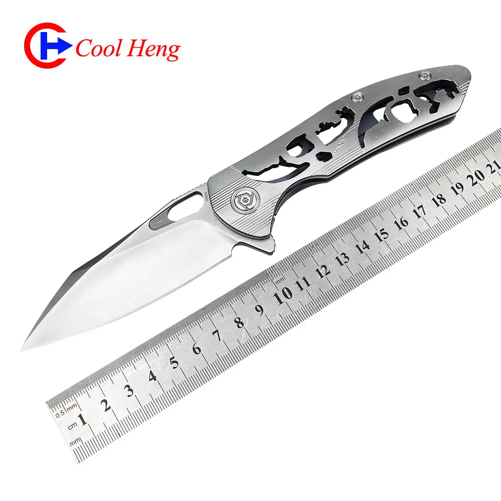 
wholesale S35VN steel Titanium handle CNC Machining Bearing Quick Opening outdoors Camping Battle Pocket knife Folding knife 