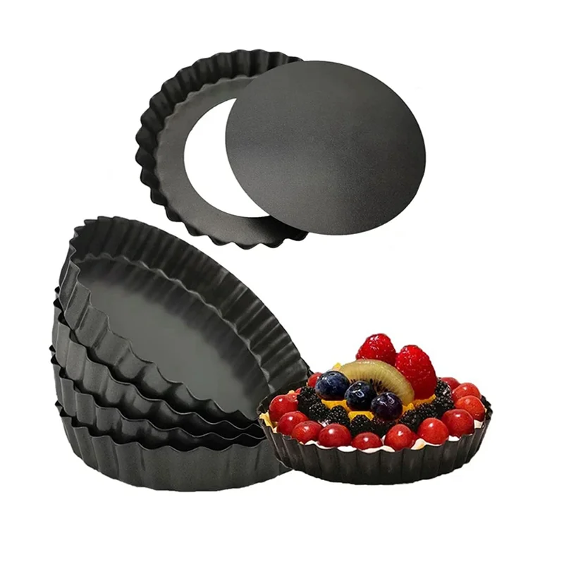 Non-Stick Carbon Steel Fluted Pie Pan 4 Inch To 12.5 Inch Tart Pan with Removable Loose Bottom