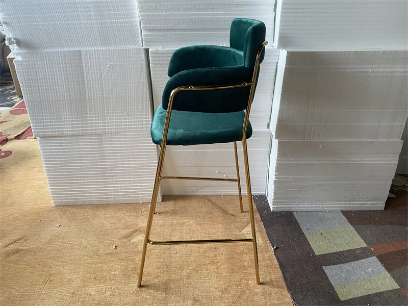 Nordic Light Luxury Bar Home Backrest Gold Stainless Steel High Chair Stool Modern Simple Fashion Bar Chair Stool