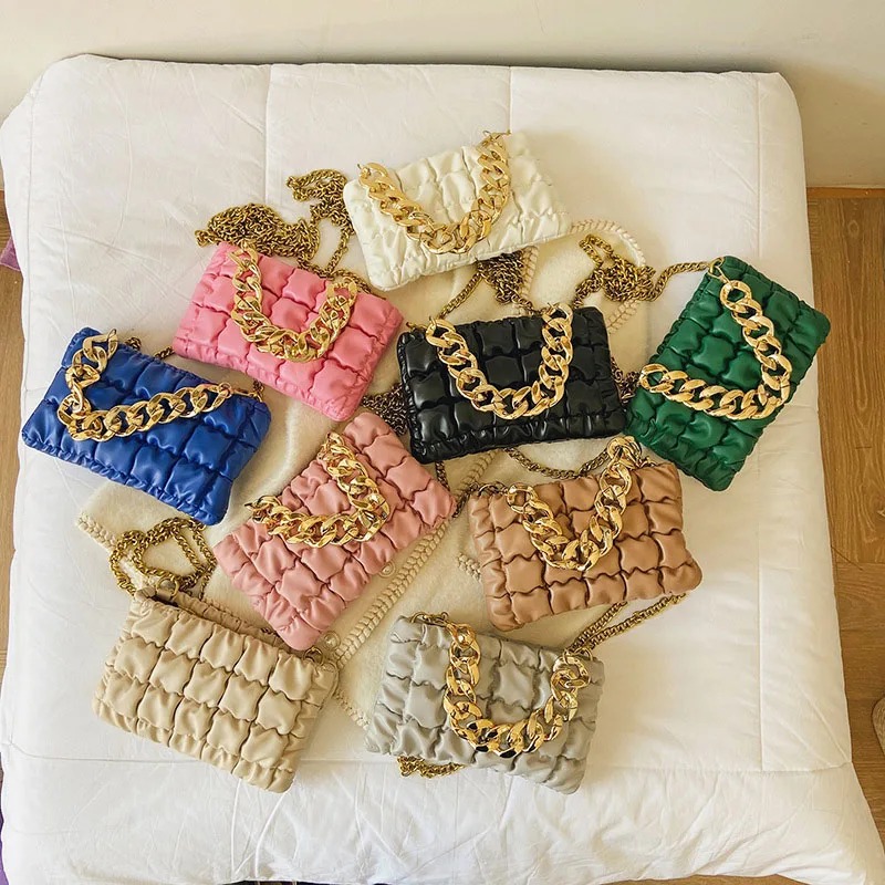 new design fashion thick chain sewing thread leather mini shoulder bag ladies hand bags 2022 purses luxury handbags for women