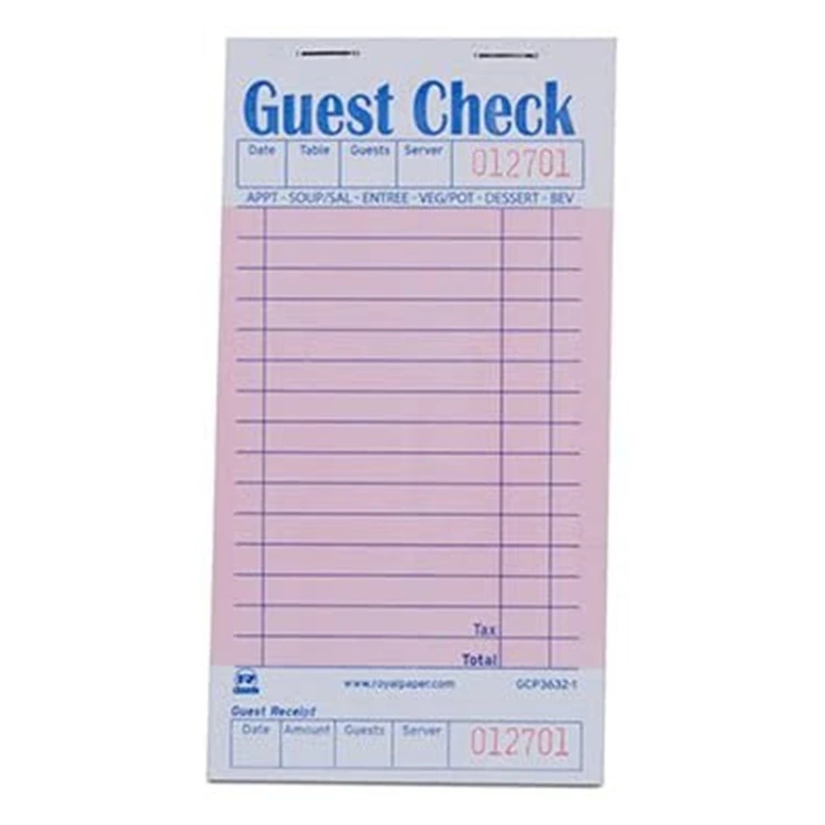 China factory sells single part guest checks pad for restaurants