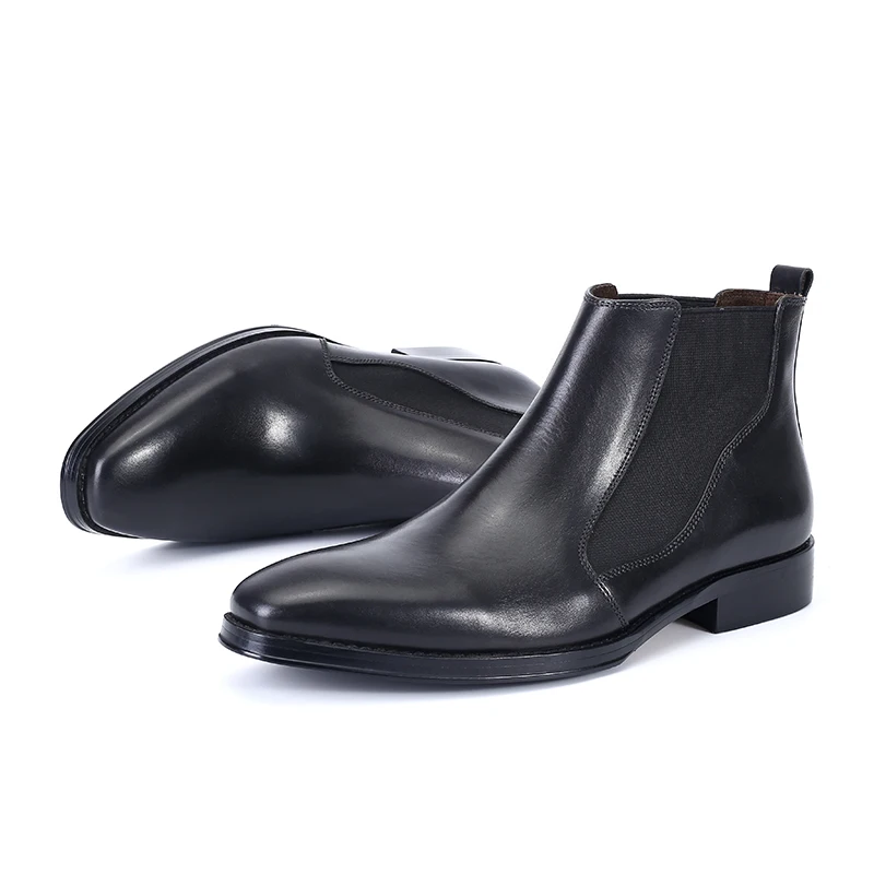 Мужские классические туфли из натуральной кожи с резиновой подошвой Черные слипоны новый стиль плоская платформа