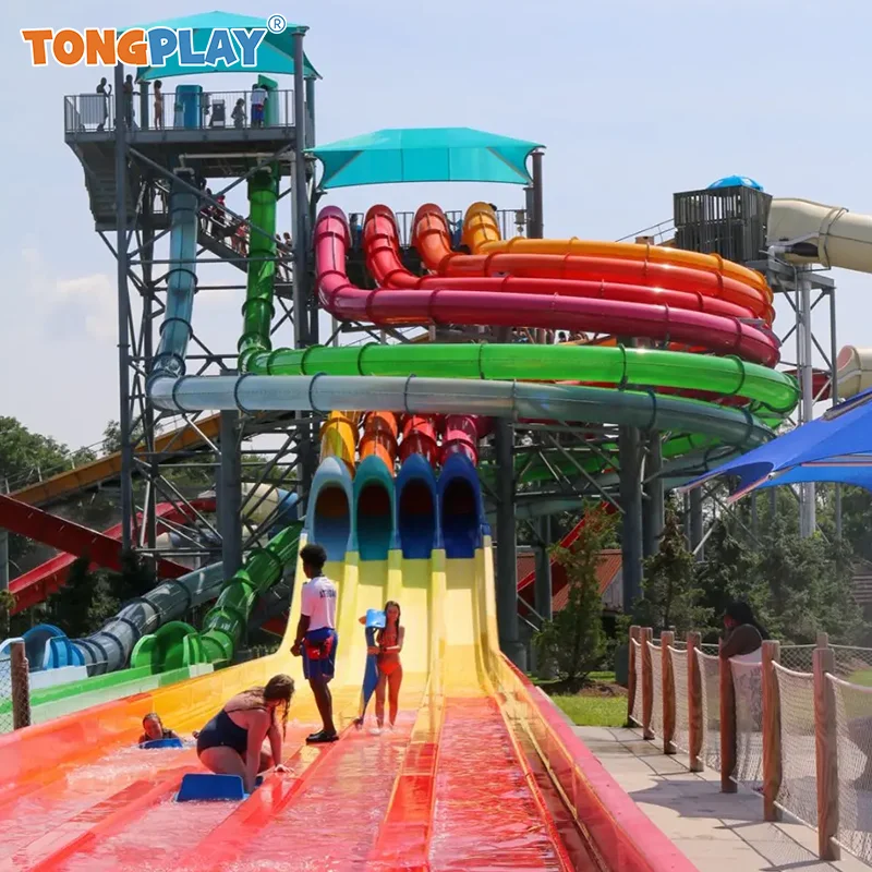 Outdoor Large Amusement Park Rides Fiberglass Material Water House Aquatic Play Slide for Sale