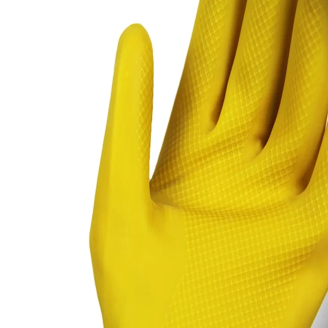 Wholesale Natual Latex Acid and Alkali Resistant Waterproof Yellow Safety Work Gloves