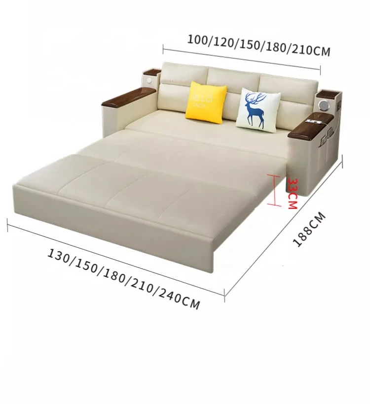 Living Room multi-functional wooden sleeper sofa bed can be converted into folding sofa bed with storage space sofa bed