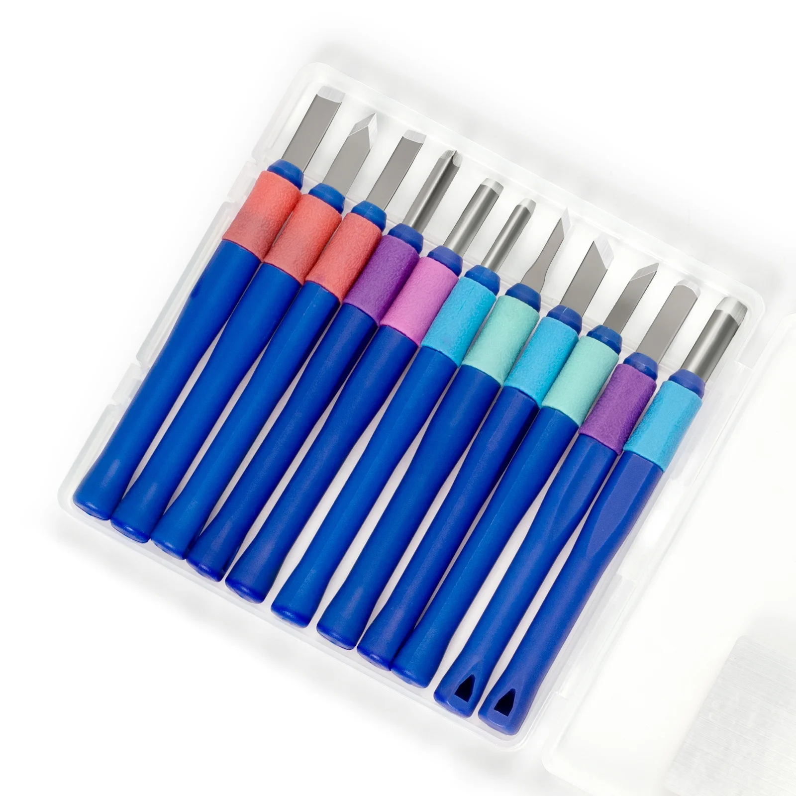 Sk2 Wood Carving Chisel 11pcs Plastic Handle Wood DIY Carving Knife For Carving