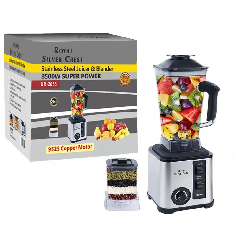 SILVER CREST2.5L 8500W 2 Cups 9525 Copper Motor Professional Heavy Duty Commercial Food Mixer Grinder Smoothie Juicer Blenders