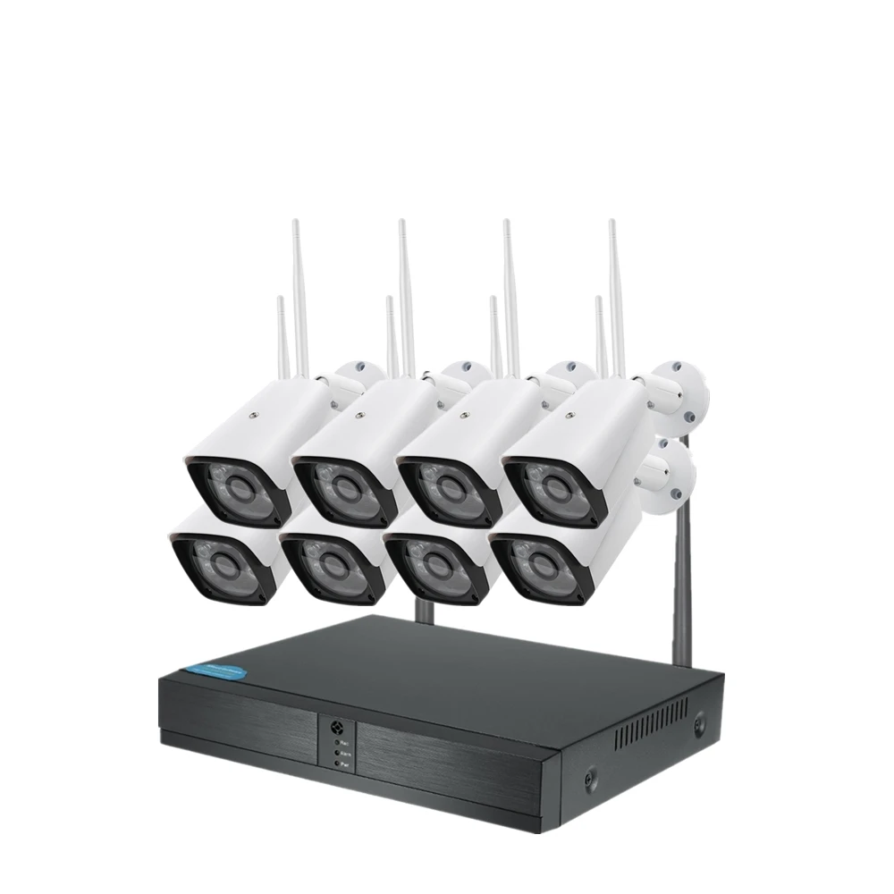 Беспроводной комплект камер видеонаблюдения, 8-канальный Wi-Fi сетевой видеорегистратор с дальним радиусом действия, с функцией обнаружения звука, подходит для улицы и дома