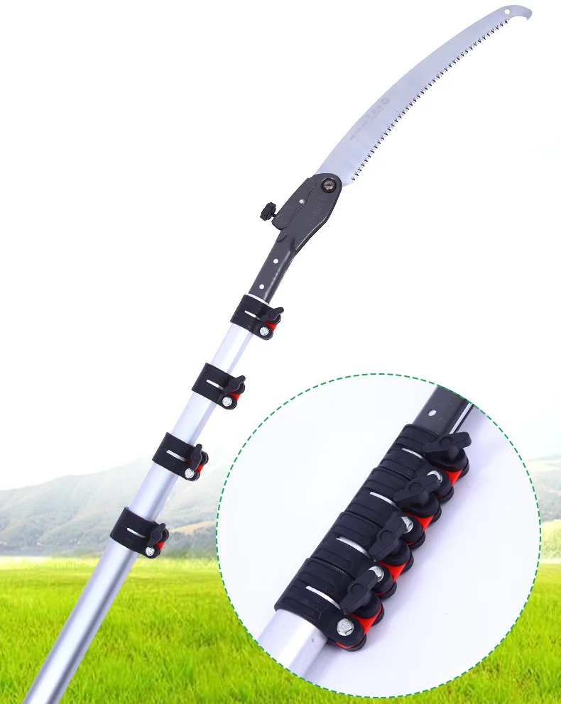 High branch saw with 5m/6m/7m Telescopic aluminum handle folding high-altitude pruning saw durable hook garden hand logging saw