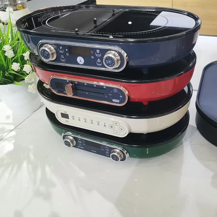 2 In 1 Hot Pot And Bbq Grill Indoor Electric Barbecue Grills Easily Cleaned Smokeless Electric Cooking BBQ Grill Hotpot