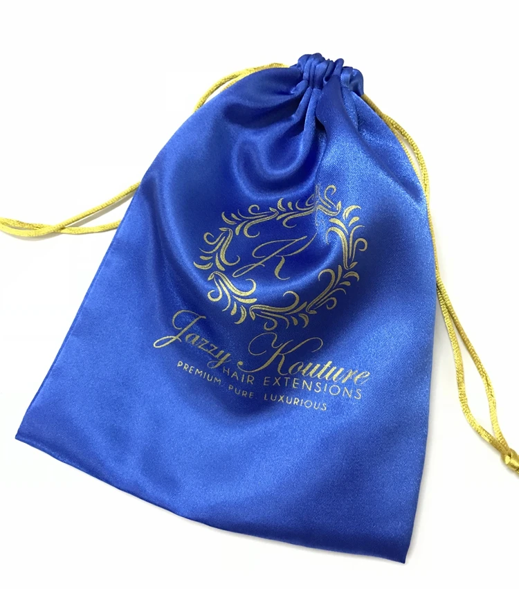 Роскошные атласные сумки для париков со шнурком коробки упаковка с логотипом на заказ шелковая сумка