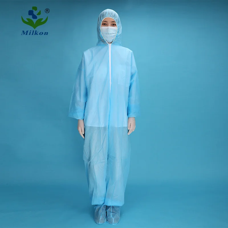 microporous waterproof impervious disposable chemical protective antistatic coverall hazmat suit blue