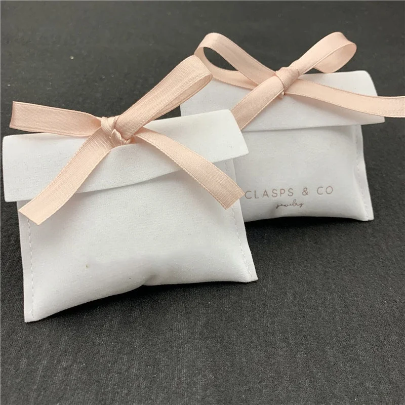 Custom Logo Envelope Luxury Jewelry Pouch Handicraft Dust Drawstring Suede Velvet Bags For Gift
