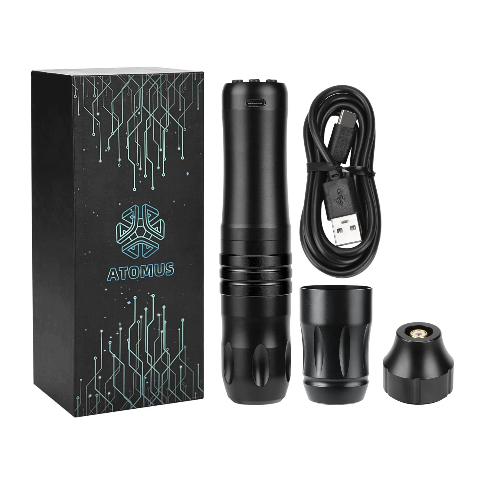 ATOMUS detachable long tattoo pen short pen for tattoo wireless machine body art rotary tattoo machine 2 grips RCA line 2000mAH