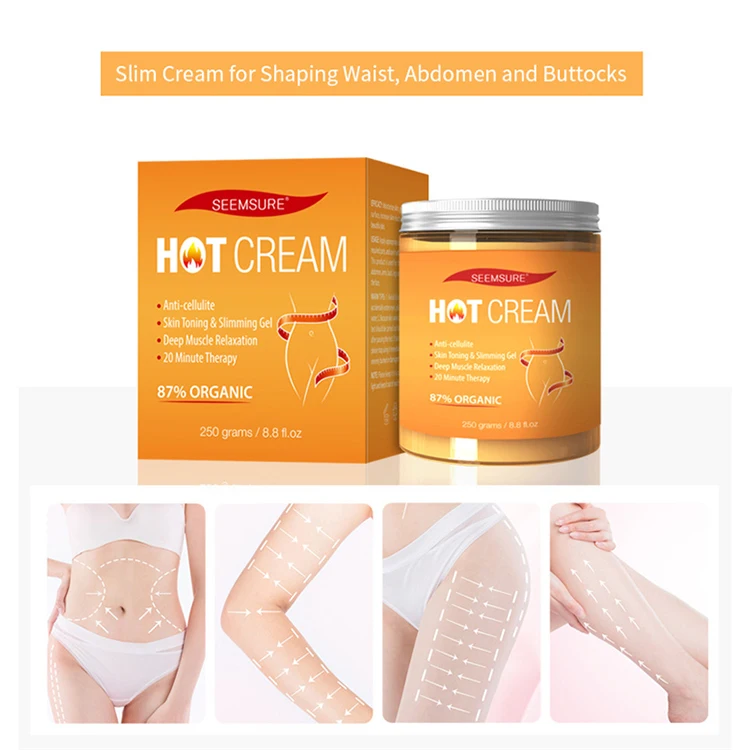 New arrival Natural Organic Body Weight Loss Belly Fat Burner Shaping Cellulite Burning Sweat Hot 250g Slimming Cream