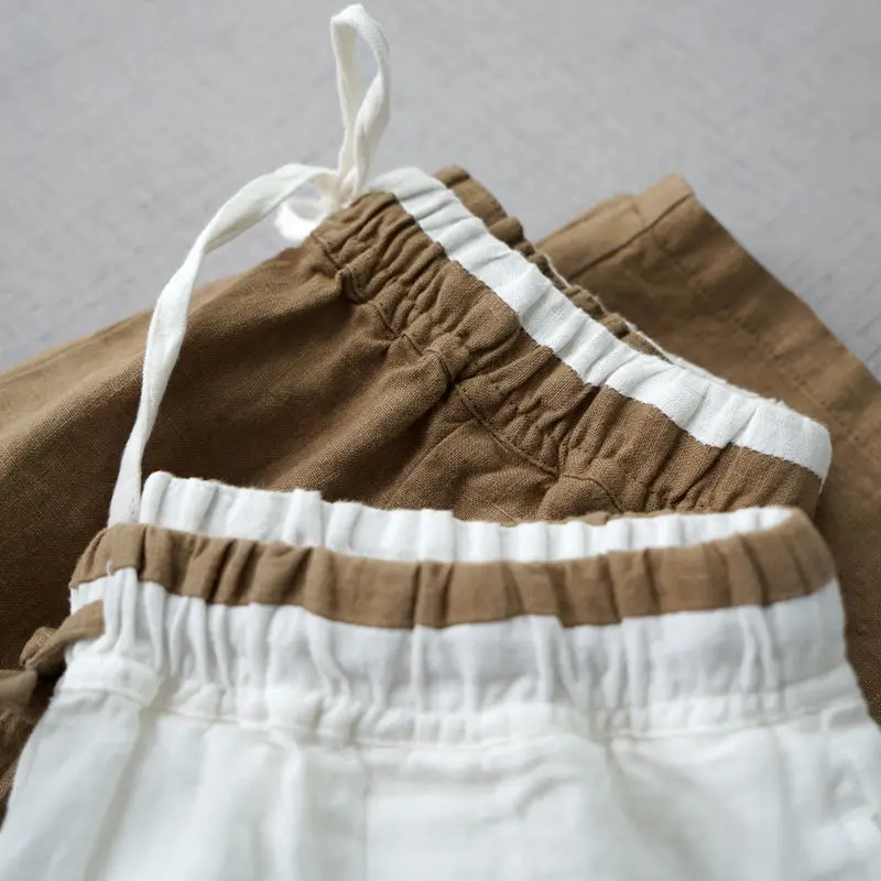 Harun Pants Korean Women Casual Loose Cotton And Linen Pants Spring And Summer Pure Color Nine Points Pants