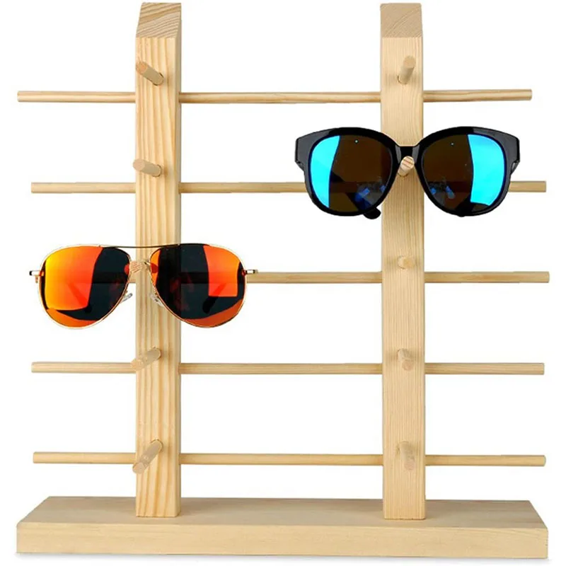 5-Layer  Wood Glass Rack Double Linen Glass Showcase Solid Wood Glass Display Holder Sunglass Display Holder