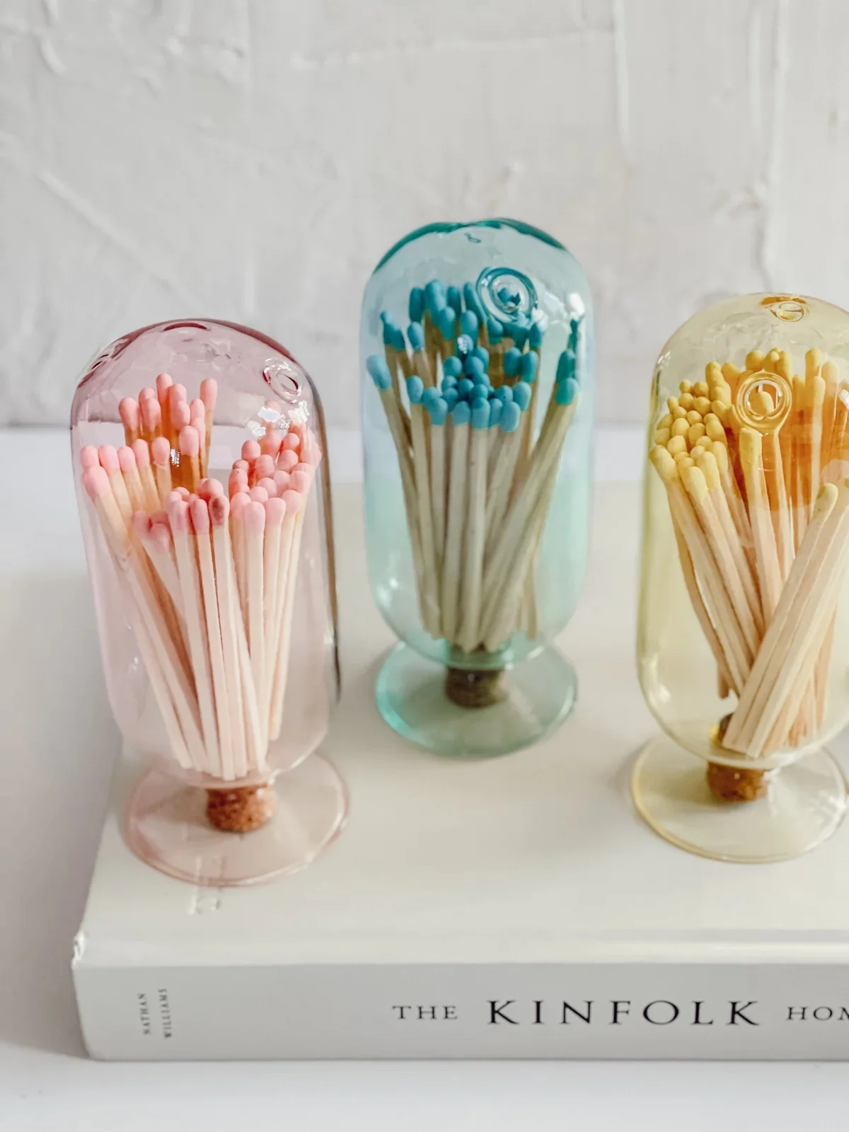 Hanukkah Mini Judaica Glass Match Cloche Bottle Matches in Glass Jar Color Match Holder For Jewish
