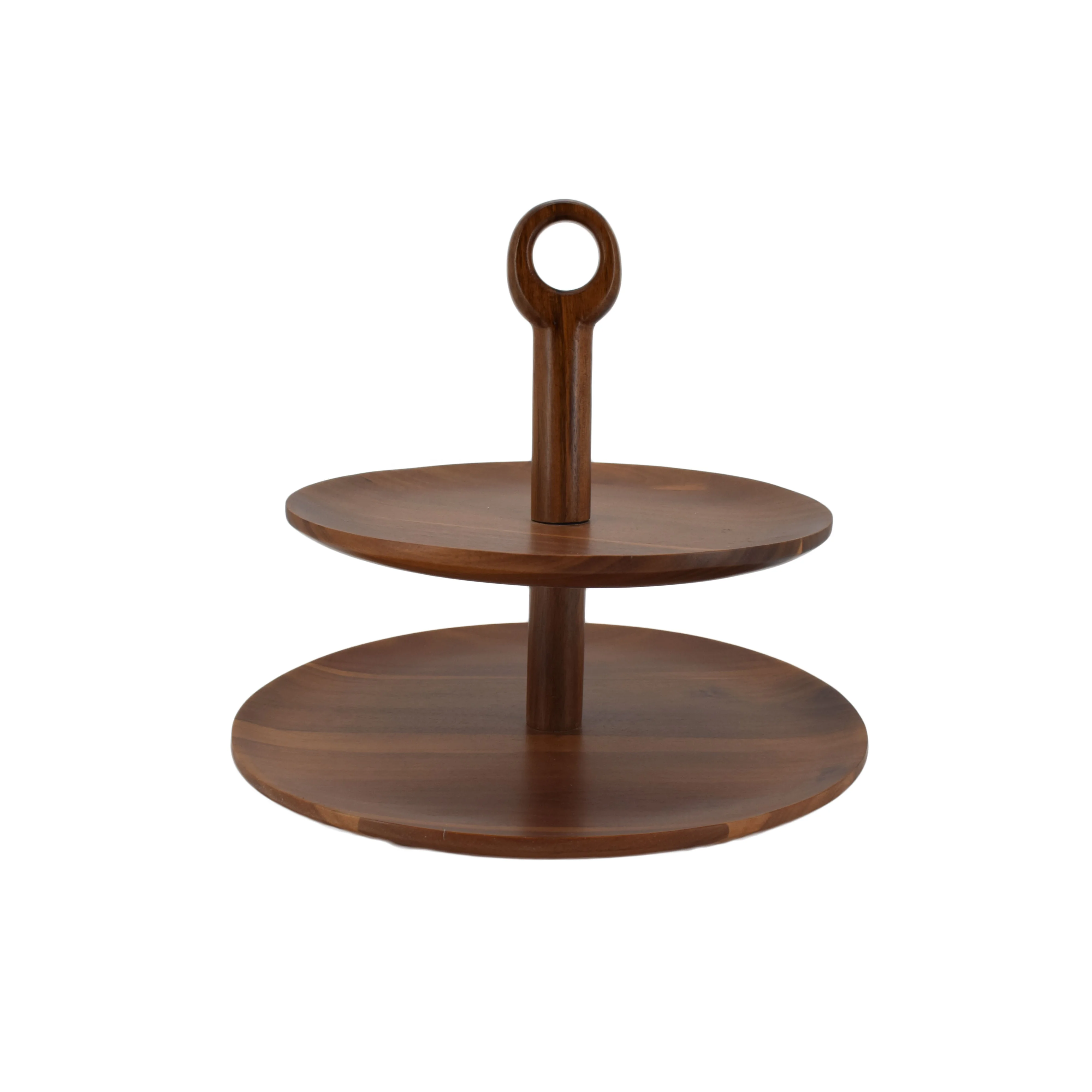 Premium Weddings Party Two Tier Dessert Stand Cake Candy Fruit Solid Wooden Round Tray