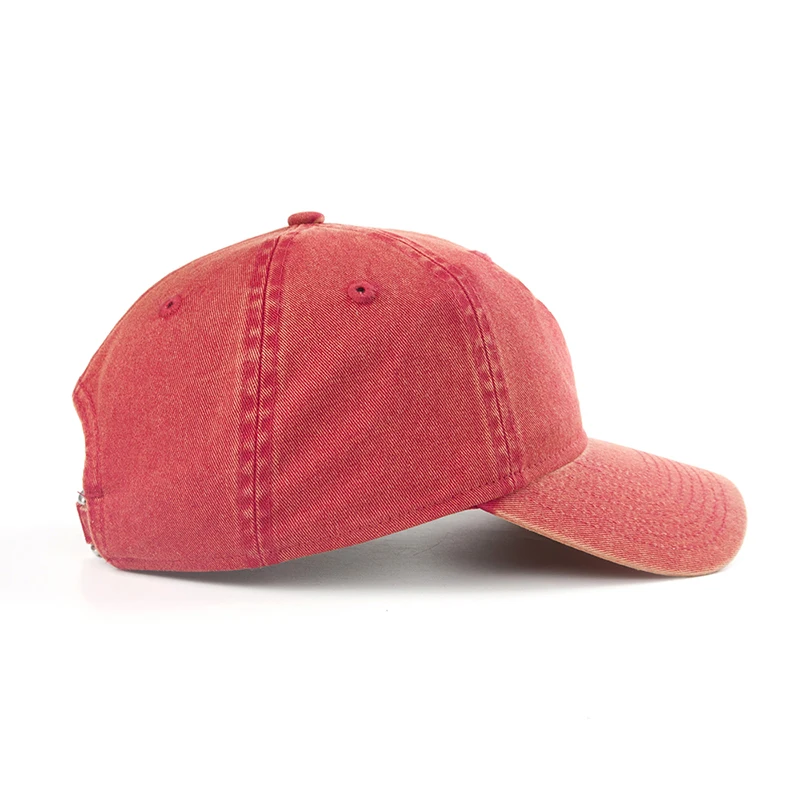 Hot Sale Personalized Red Breathable Sports Washed Baseball Caps