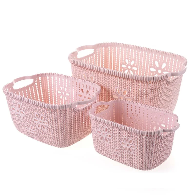 Plastic Small Storage Organizer Baskets Kitchen Storage Plastic Baskets with Handle 24*16*12.2cm