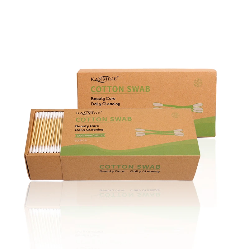 100% Eco-Friendly Natural 500 Double-Ended Ear Sticks Biodegradable Organic Bamboo Stick Cotton Swabs