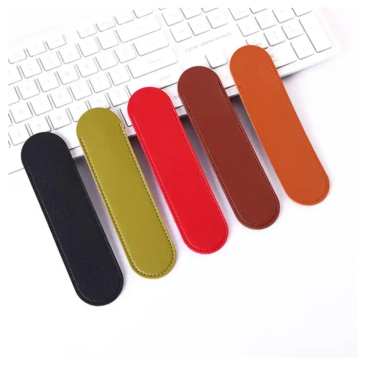 color Retro Leather Pencil Pouch Pen Sleeve Pen Case Single Pen Leather Holders For Office