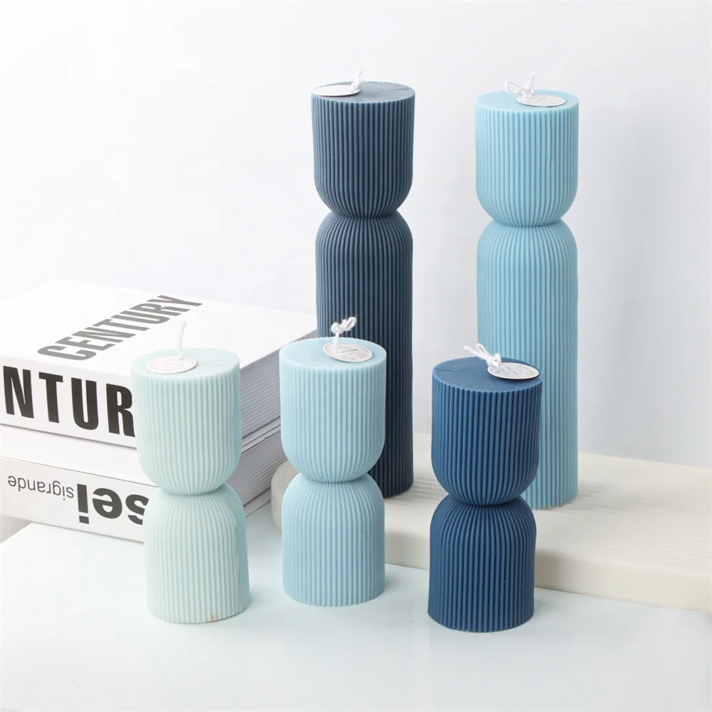 Большая Эстетическая форма в виде столба свечи скульптура декоративные геометрические волнистые силиконовые формы уникальная конусная полосатая Свеча «сделай сам»