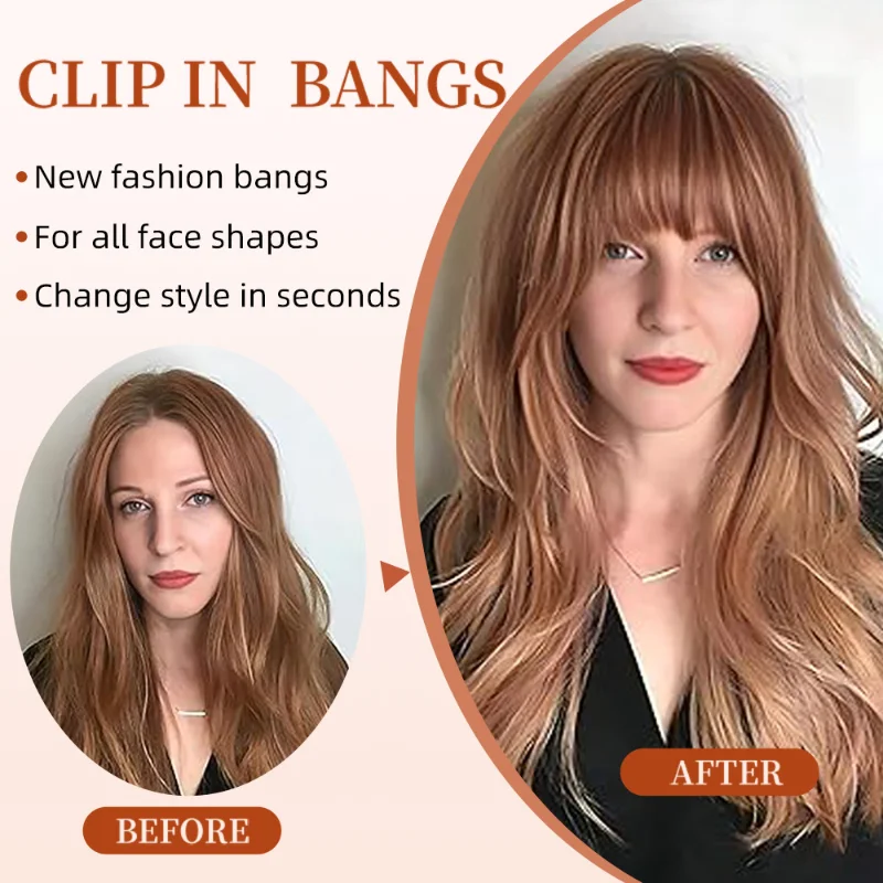 Factory Wholesale Synthetic Hair Extension Clip Hair Piece Hair Bangs Straight Fringe with Temples for Women Girls