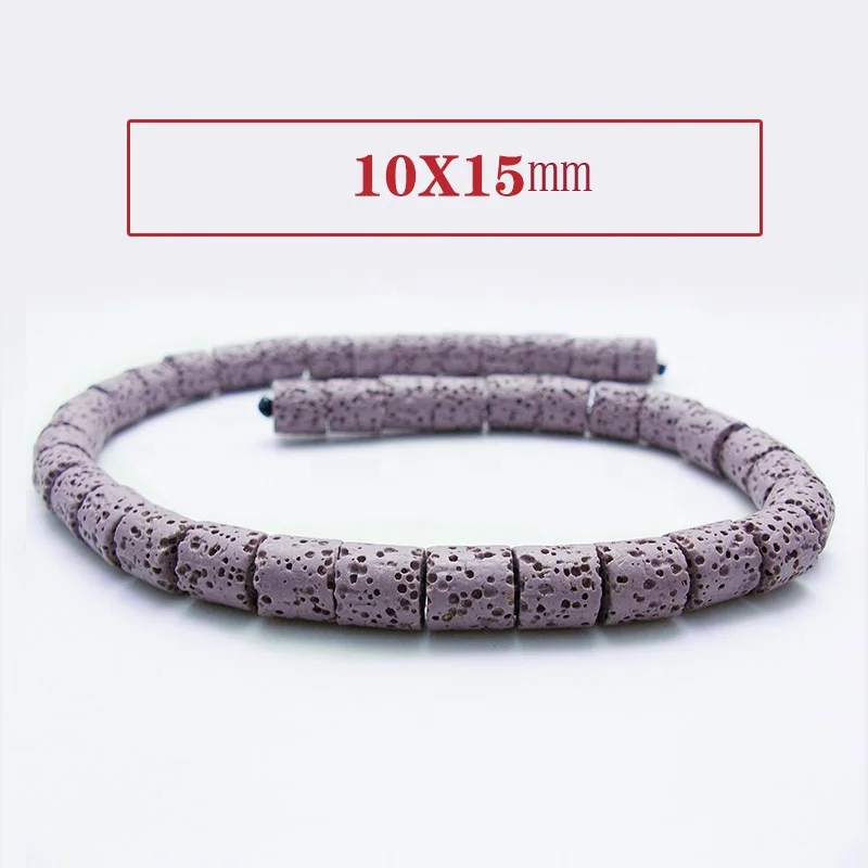 column shape lava natural stone loose beads for jewelry making full strand wholesale